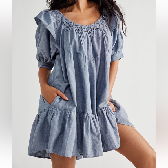 Free People Dresses & Skirts - Free People Amelie Mini Dress in Indigo Size Small